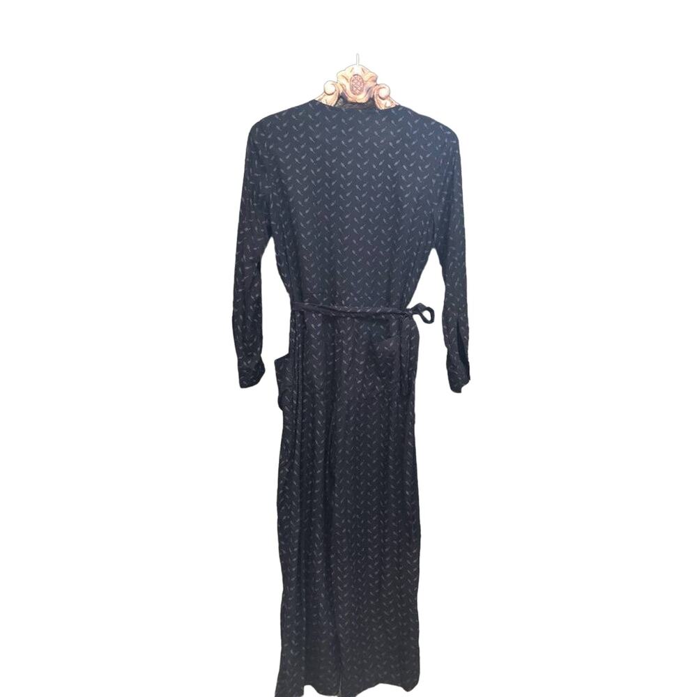 April Cornell Shell Button Front Leaf Print Tie W… - image 2